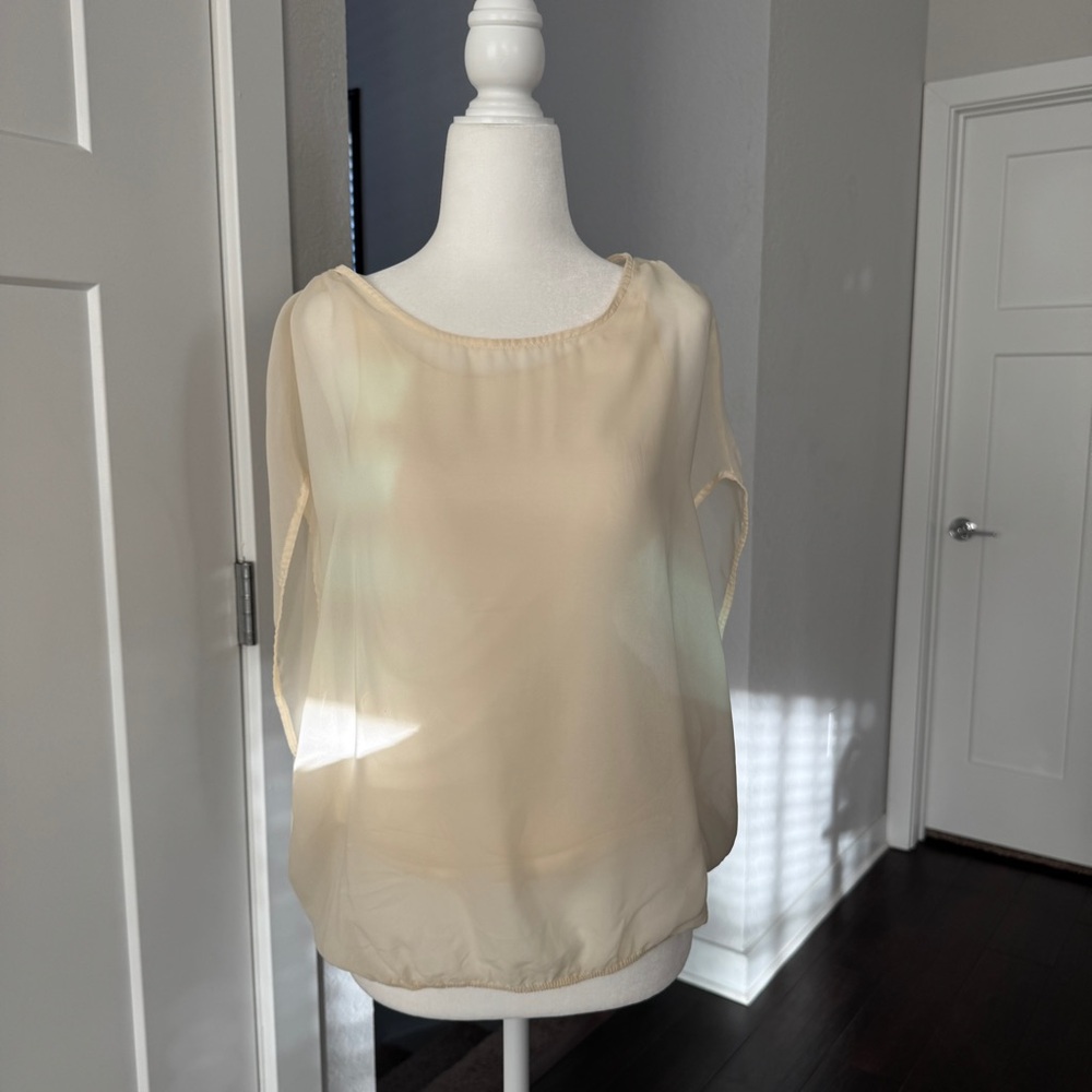 Zara cream two-layered sheer blouse with a solid layer underneath